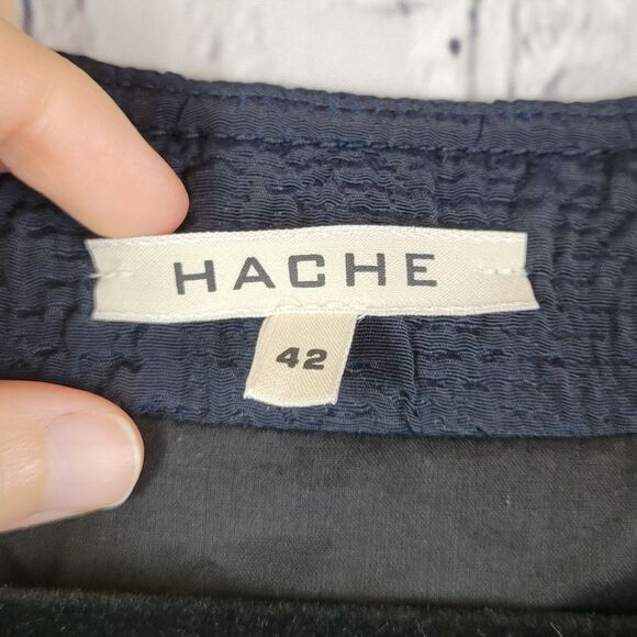 Hache navy blue textured snap front blazer coat top - Picture 9 of 11